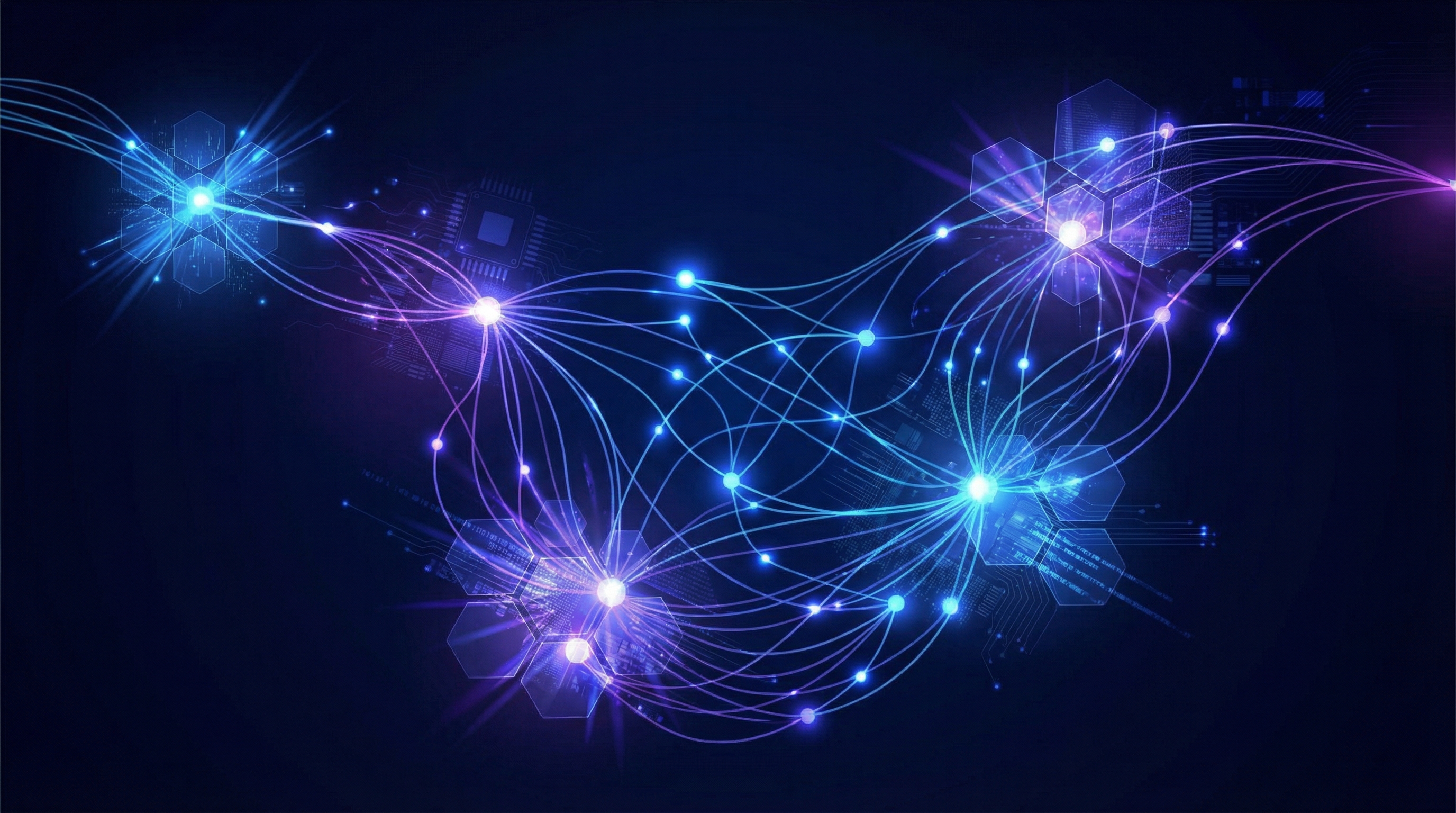 Abstrakte Darstellung von KI-Agenten als vernetzte Knoten